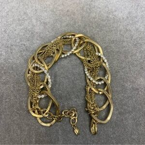 GOLD tone chain cubic zirconia braided bracelet